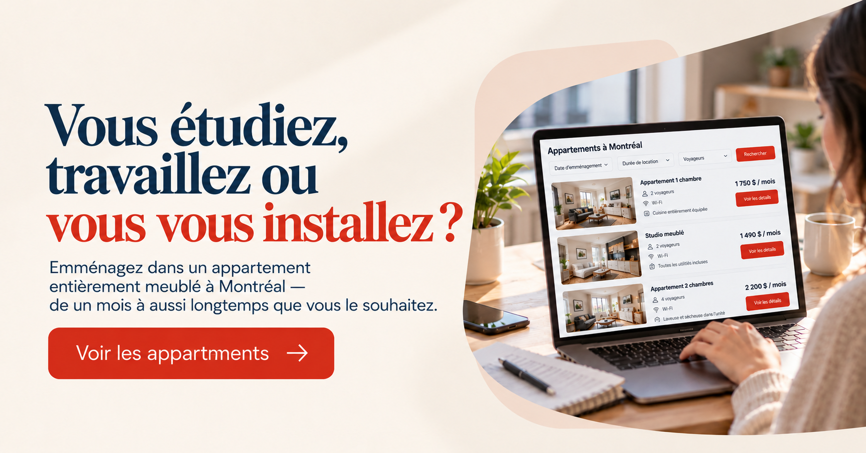 Appartements meublés à louer à Montréal